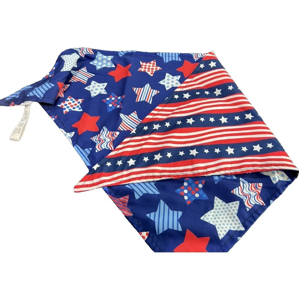 Two Reversible Patriotic Red White Blue Dog Bandanas LARGE Tie On 4 Designs‎ NEW